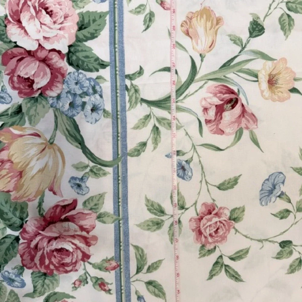 Vintage Full Size sheet Set cottagecore with border floral Dan River